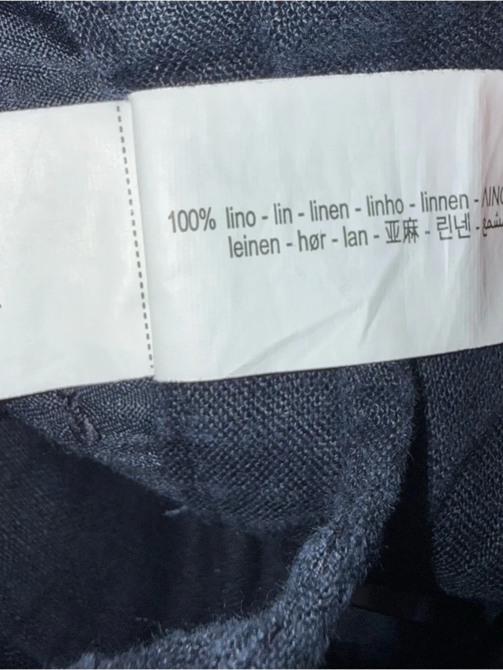 Zara Navy Linen Straight Leg Pants